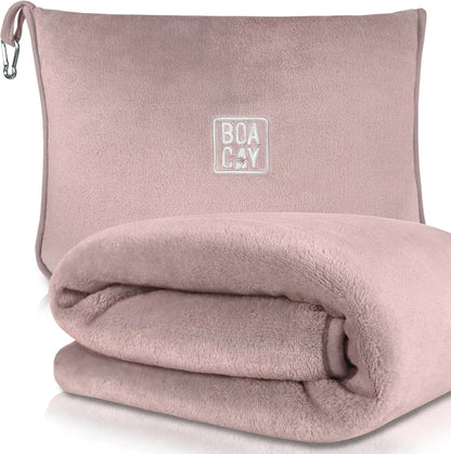 Soft & Warm Travel Blanket for Airplane & Car - Long Flight Essential for Women, Men, Kids - Compact Pillow with Luggage Sleeve & Backpack Clip