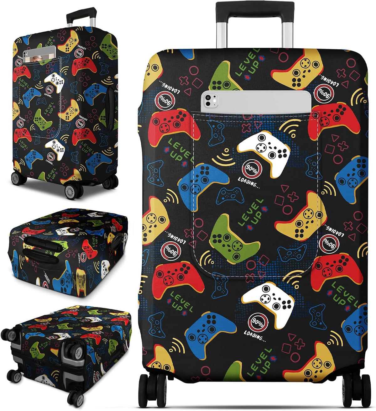 Luggage Cover for Suitcase Tsa Approved Protector - Luggage Sleeve Large Suit Case Cover Travel Stretch Baggage Case Protective Washable Fit 18-32 Inch Spaceship M