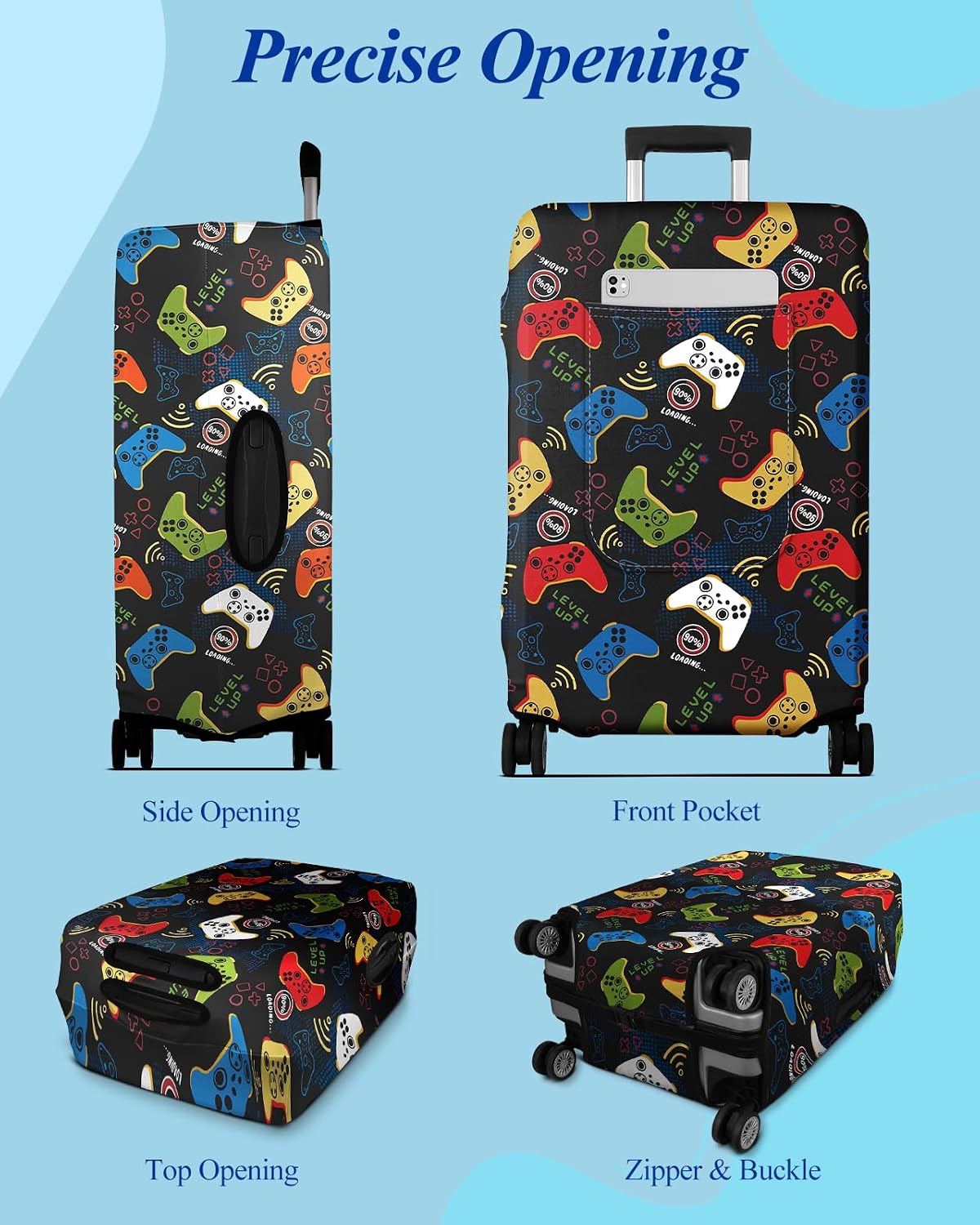 Luggage Cover for Suitcase Tsa Approved Protector - Luggage Sleeve Large Suit Case Cover Travel Stretch Baggage Case Protective Washable Fit 18-32 Inch Spaceship M