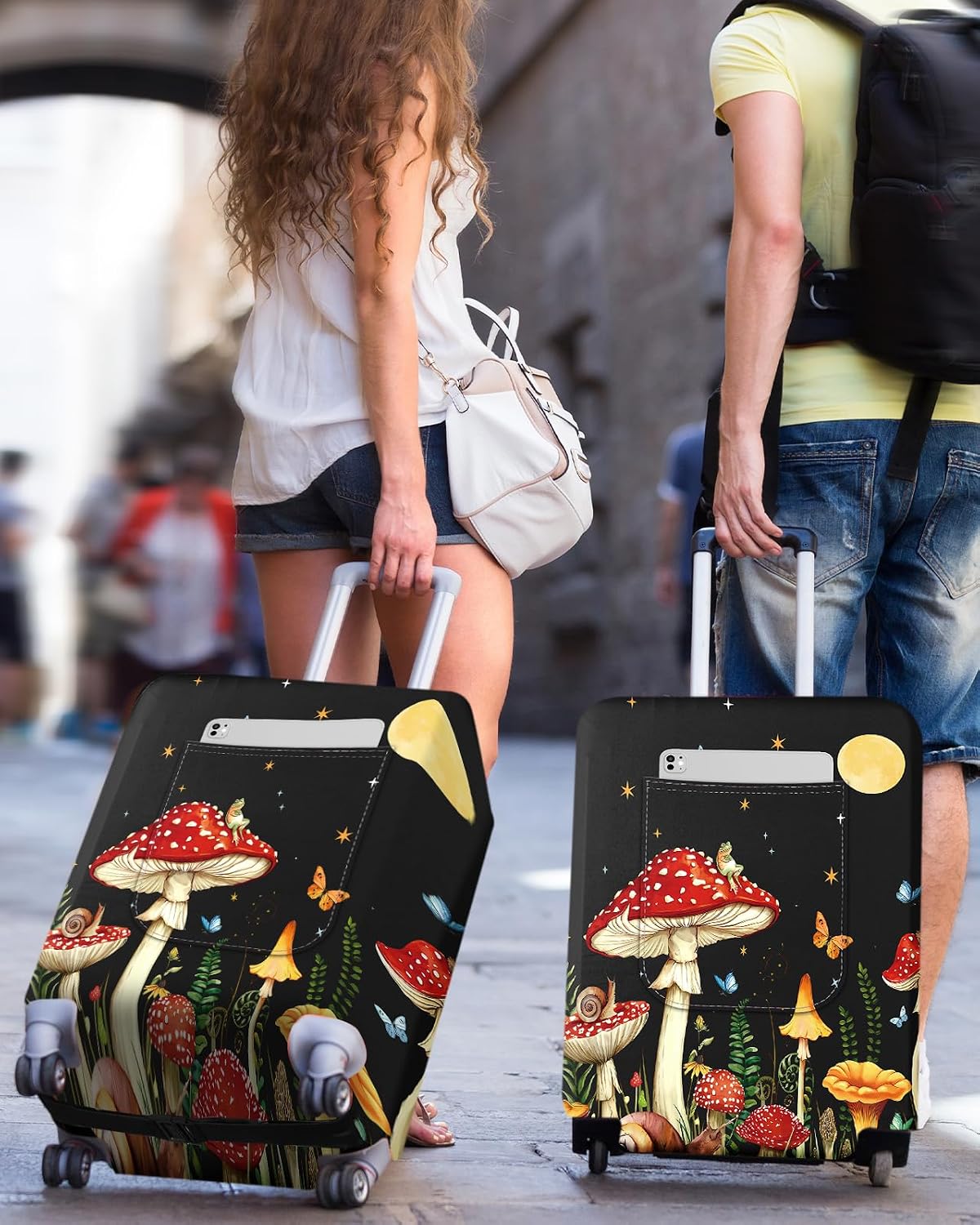Luggage Cover for Suitcase Tsa Approved Protector - Luggage Sleeve Large Suit Case Cover Travel Stretch Baggage Case Protective Washable Fit 18-32 Inch Spaceship M
