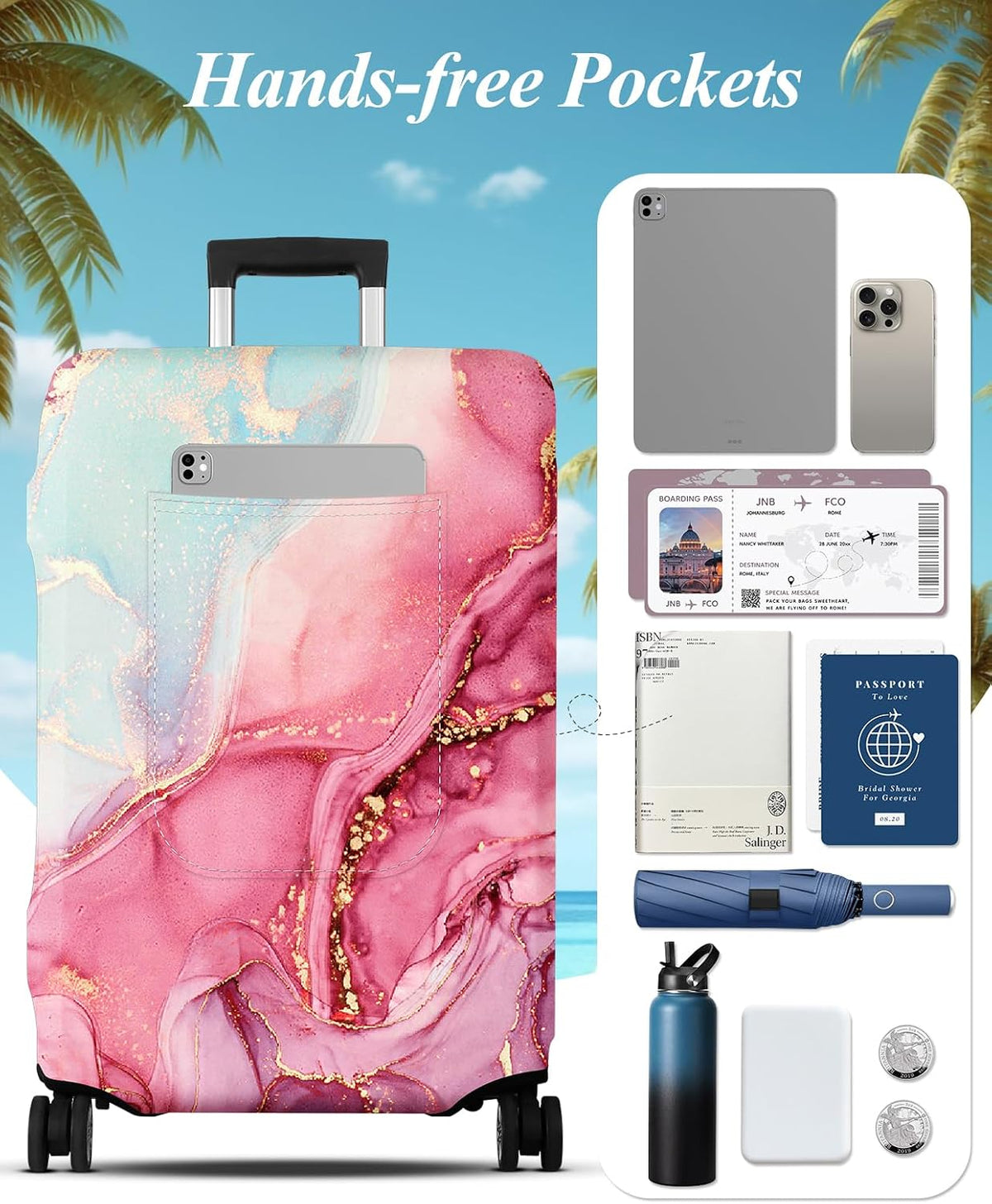 Luggage Cover for Suitcase Tsa Approved Protector - Luggage Sleeve Large Suit Case Cover Travel Stretch Baggage Case Protective Washable Fit 18-32 Inch Spaceship M