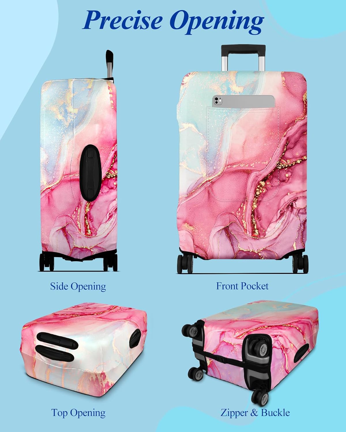 Luggage Cover for Suitcase Tsa Approved Protector - Luggage Sleeve Large Suit Case Cover Travel Stretch Baggage Case Protective Washable Fit 18-32 Inch Spaceship M