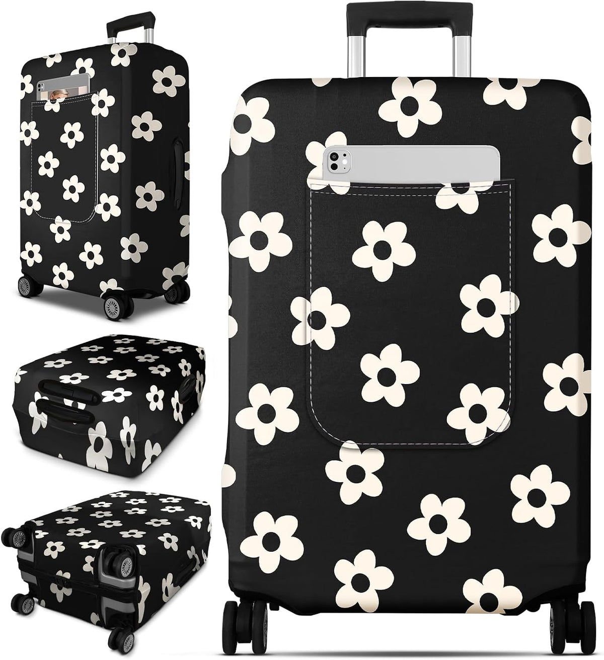 Luggage Cover for Suitcase Tsa Approved Protector - Luggage Sleeve Large Suit Case Cover Travel Stretch Baggage Case Protective Washable Fit 18-32 Inch Spaceship M