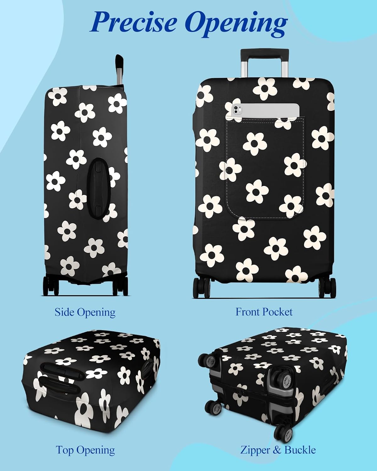 Luggage Cover for Suitcase Tsa Approved Protector - Luggage Sleeve Large Suit Case Cover Travel Stretch Baggage Case Protective Washable Fit 18-32 Inch Spaceship M