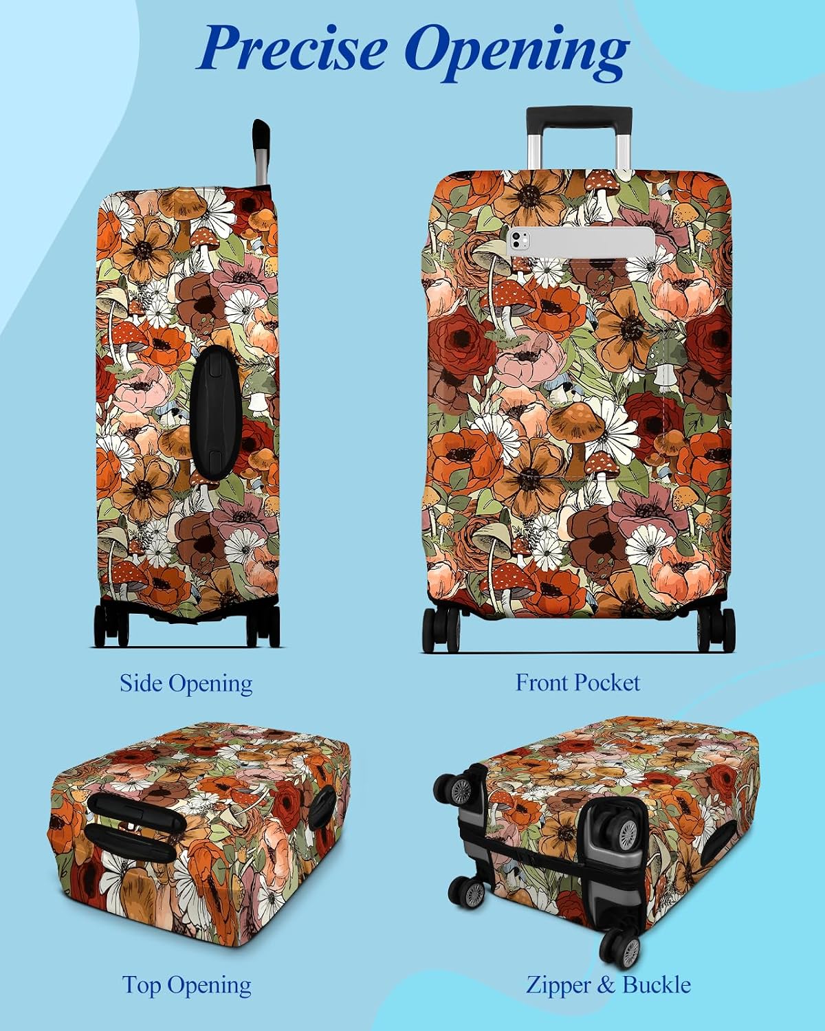 Luggage Cover for Suitcase Tsa Approved Protector - Luggage Sleeve Large Suit Case Cover Travel Stretch Baggage Case Protective Washable Fit 18-32 Inch Spaceship M