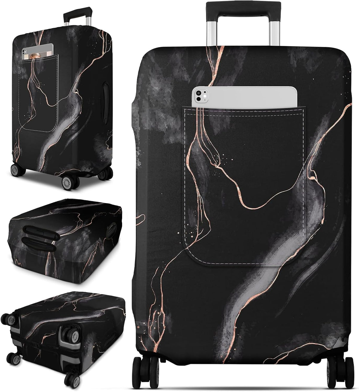 Luggage Cover for Suitcase Tsa Approved Protector - Luggage Sleeve Large Suit Case Cover Travel Stretch Baggage Case Protective Washable Fit 18-32 Inch Spaceship M