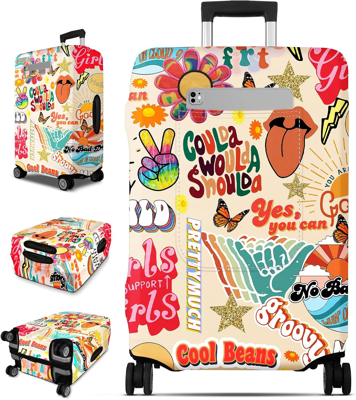 Luggage Cover for Suitcase Tsa Approved Protector - Luggage Sleeve Large Suit Case Cover Travel Stretch Baggage Case Protective Washable Fit 18-32 Inch Spaceship M