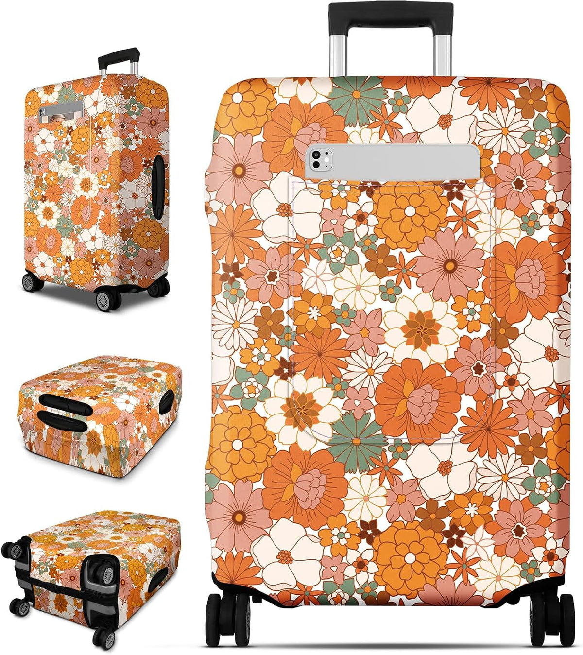 Luggage Cover for Suitcase Tsa Approved Protector - Luggage Sleeve Large Suit Case Cover Travel Stretch Baggage Case Protective Washable Fit 18-32 Inch Spaceship M