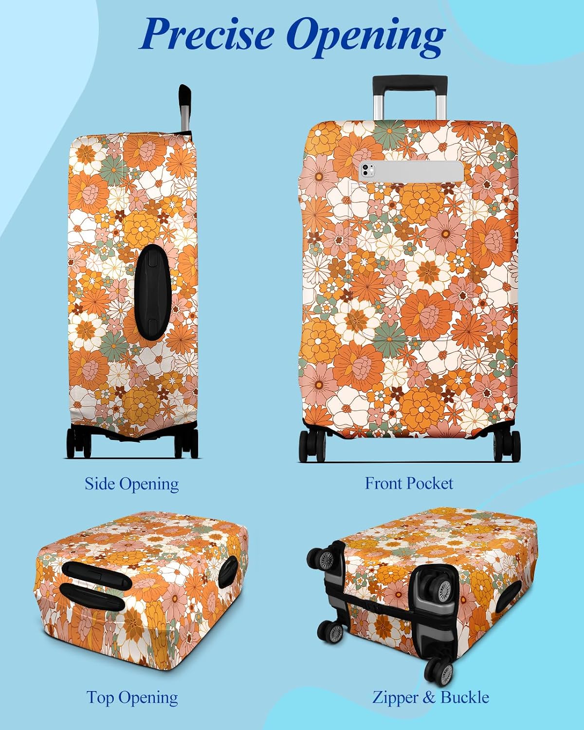 Luggage Cover for Suitcase Tsa Approved Protector - Luggage Sleeve Large Suit Case Cover Travel Stretch Baggage Case Protective Washable Fit 18-32 Inch Spaceship M