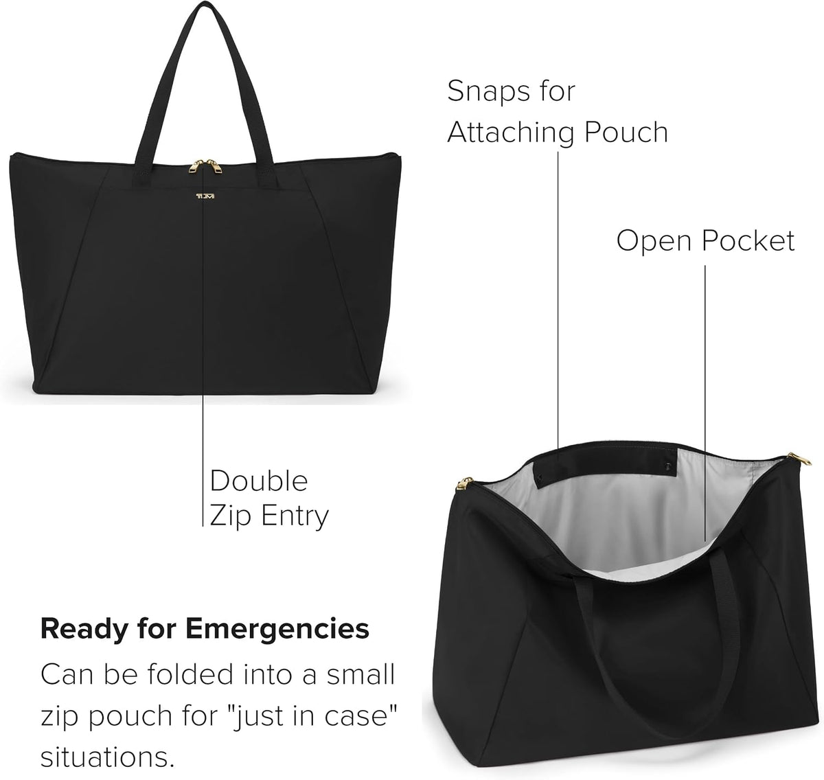 Just In Case Tote - Packable Travel Tote Bag for Women & Men - Carry Travel Accessories Easily
