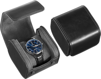 Watch Travel Case, 2 Slot PU Leather Watch Roll Box for Men, Brown