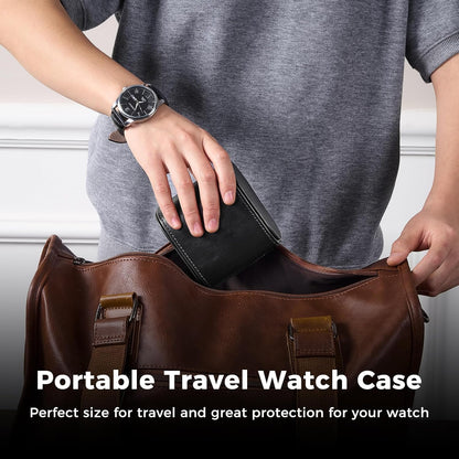 Watch Travel Case, 2 Slot PU Leather Watch Roll Box for Men, Brown
