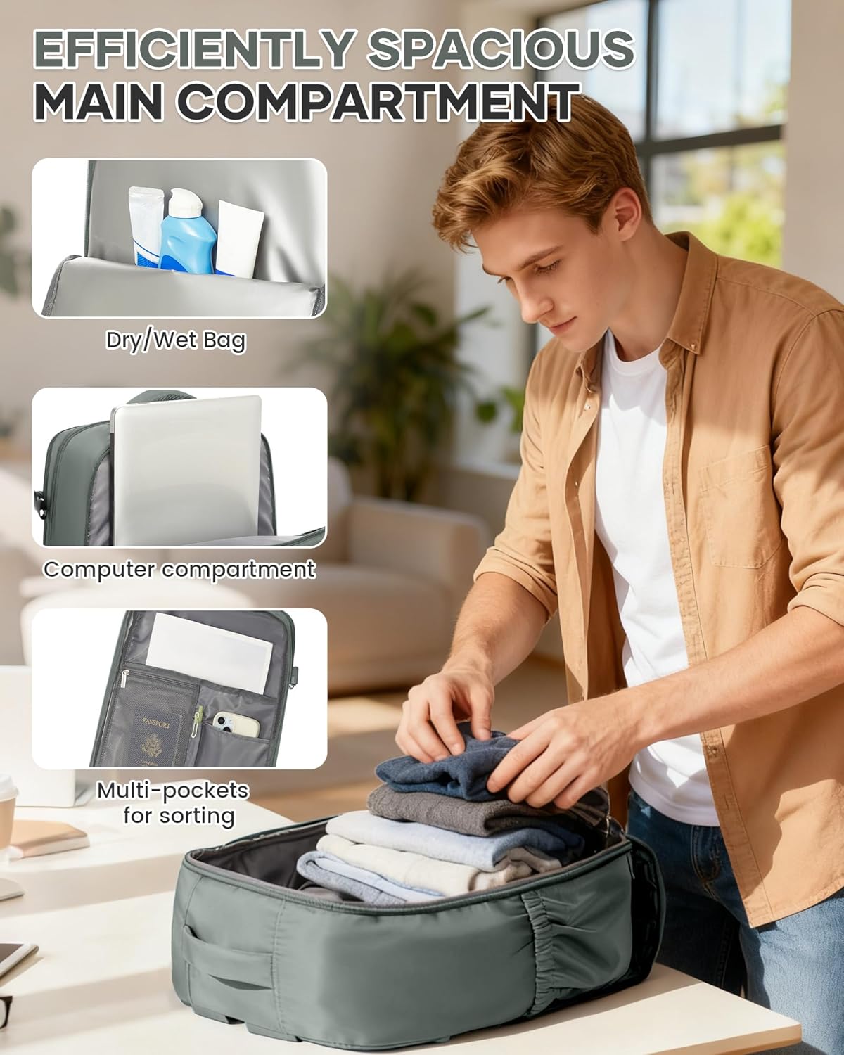 Vacuum Seal Backpack for Travel with Air Pump Compression Vacpack Carry on Flight Approved Daypack Laptop Space Saver Bags Storage with Vacuum System 18x14x8 inches Travel Bag Women Men Black - Colors B
