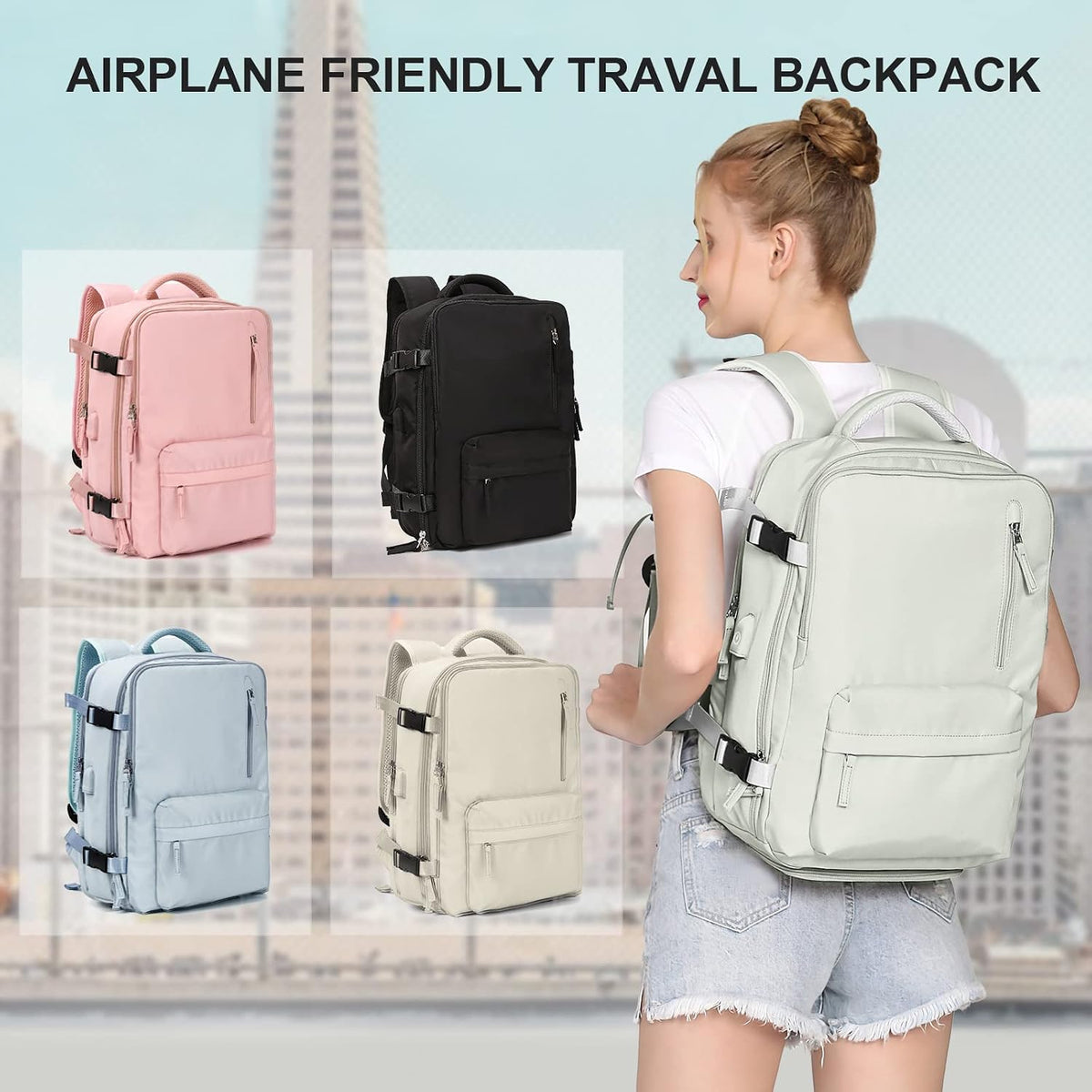 Vacuum Seal Backpack for Travel with Air Pump Compression Vacpack Carry on Flight Approved Daypack Laptop Space Saver Bags Storage with Vacuum System 18x14x8 inches Travel Bag Women Men Black - Colors B