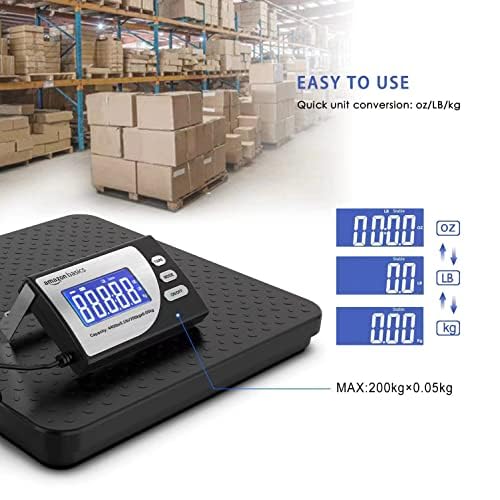 Digital Shipping Postal Scale with Tare Function, Heavy Duty Weighing Platform, 660 lb Capacity, 1 Ounce Readability, Portable, Black
