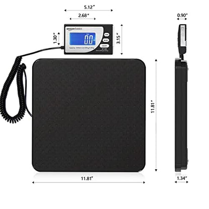 Digital Shipping Postal Scale with Tare Function, Heavy Duty Weighing Platform, 660 lb Capacity, 1 Ounce Readability, Portable, Black