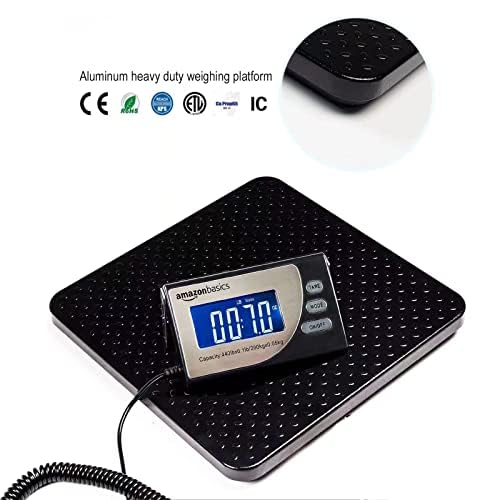 Digital Shipping Postal Scale with Tare Function, Heavy Duty Weighing Platform, 660 lb Capacity, 1 Ounce Readability, Portable, Black