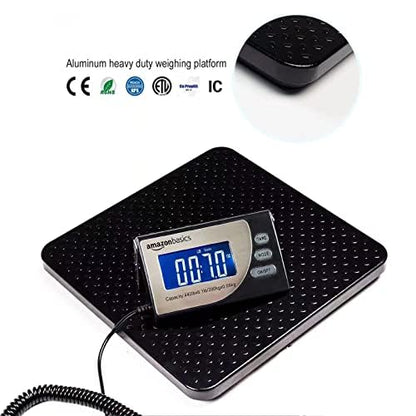 Digital Shipping Postal Scale with Tare Function, Heavy Duty Weighing Platform, 660 lb Capacity, 1 Ounce Readability, Portable, Black