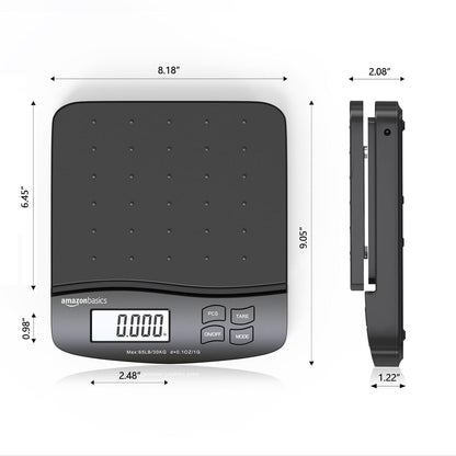 Digital Shipping Postal Scale with Tare Function, Heavy Duty Weighing Platform, 660 lb Capacity, 1 Ounce Readability, Portable, Black