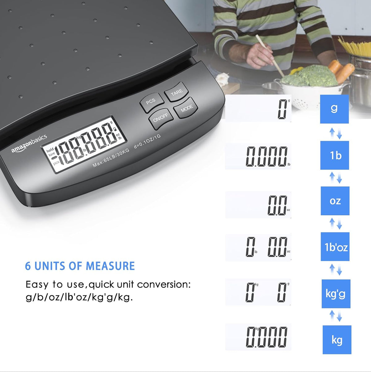 Digital Shipping Postal Scale with Tare Function, Heavy Duty Weighing Platform, 660 lb Capacity, 1 Ounce Readability, Portable, Black