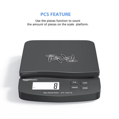 Digital Shipping Postal Scale with Tare Function, Heavy Duty Weighing Platform, 660 lb Capacity, 1 Ounce Readability, Portable, Black