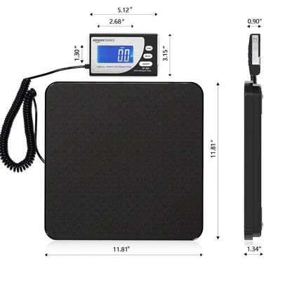 Digital Shipping Postal Scale with Tare Function, Heavy Duty Weighing Platform, 660 lb Capacity, 1 Ounce Readability, Portable, Black