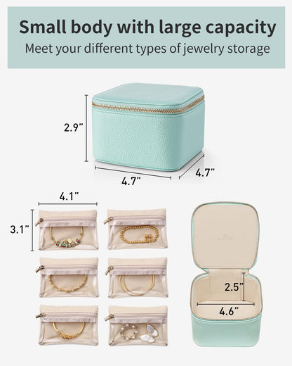 Travel Jewelry Case with Clear 12 Velvet Bags,White