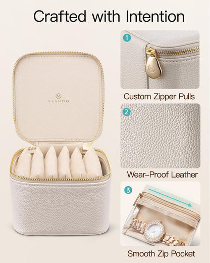 Travel Jewelry Case with Clear 12 Velvet Bags,White