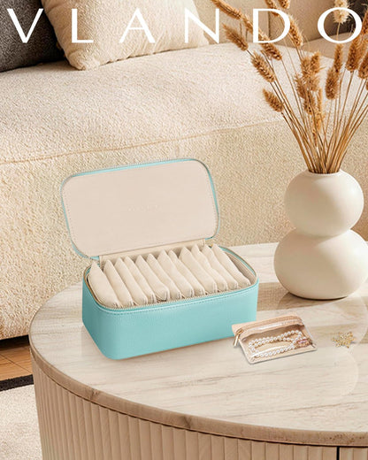 Travel Jewelry Case with Clear 12 Velvet Bags,White