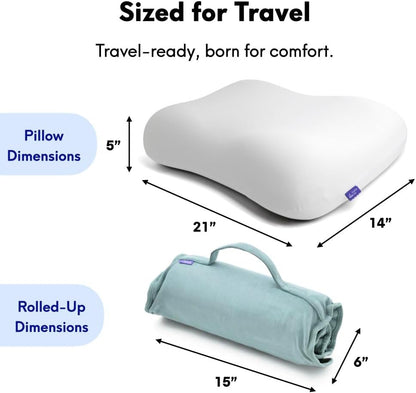 Travel Deep Sleep Pillow – Compact Memory Foam Neck Pillow for Sleeping, Portable Pillow for Hotels, Camping, Side & Back Sleepers, On-the-Go – Wellness Green