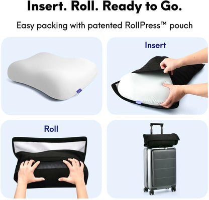 Travel Deep Sleep Pillow – Compact Memory Foam Neck Pillow for Sleeping, Portable Pillow for Hotels, Camping, Side & Back Sleepers, On-the-Go – Wellness Green