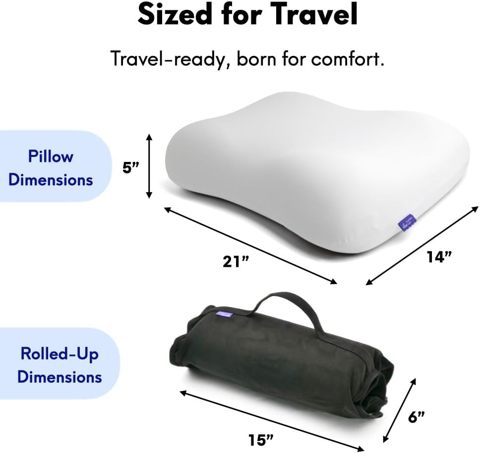 Travel Deep Sleep Pillow – Compact Memory Foam Neck Pillow for Sleeping, Portable Pillow for Hotels, Camping, Side & Back Sleepers, On-the-Go – Wellness Green