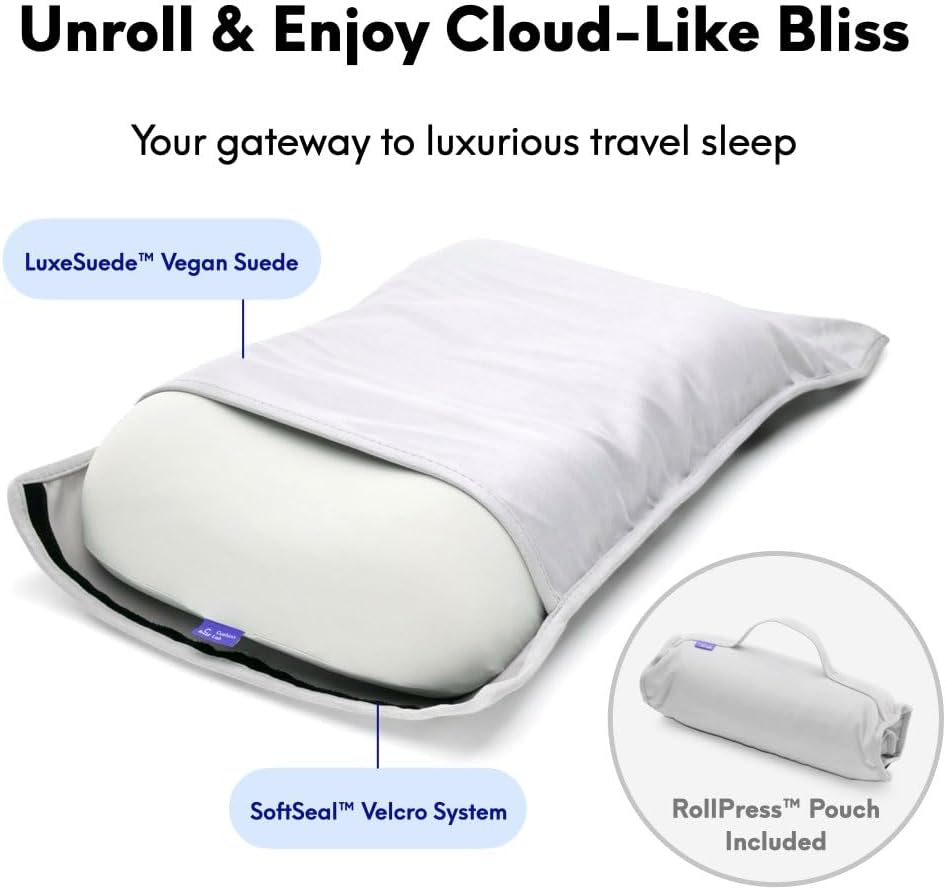 Travel Deep Sleep Pillow – Compact Memory Foam Neck Pillow for Sleeping, Portable Pillow for Hotels, Camping, Side & Back Sleepers, On-the-Go – Wellness Green
