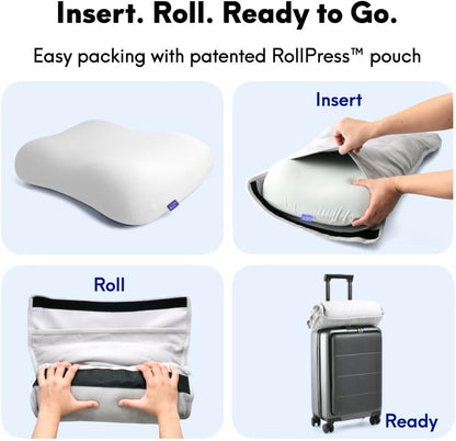 Travel Deep Sleep Pillow – Compact Memory Foam Neck Pillow for Sleeping, Portable Pillow for Hotels, Camping, Side & Back Sleepers, On-the-Go – Wellness Green