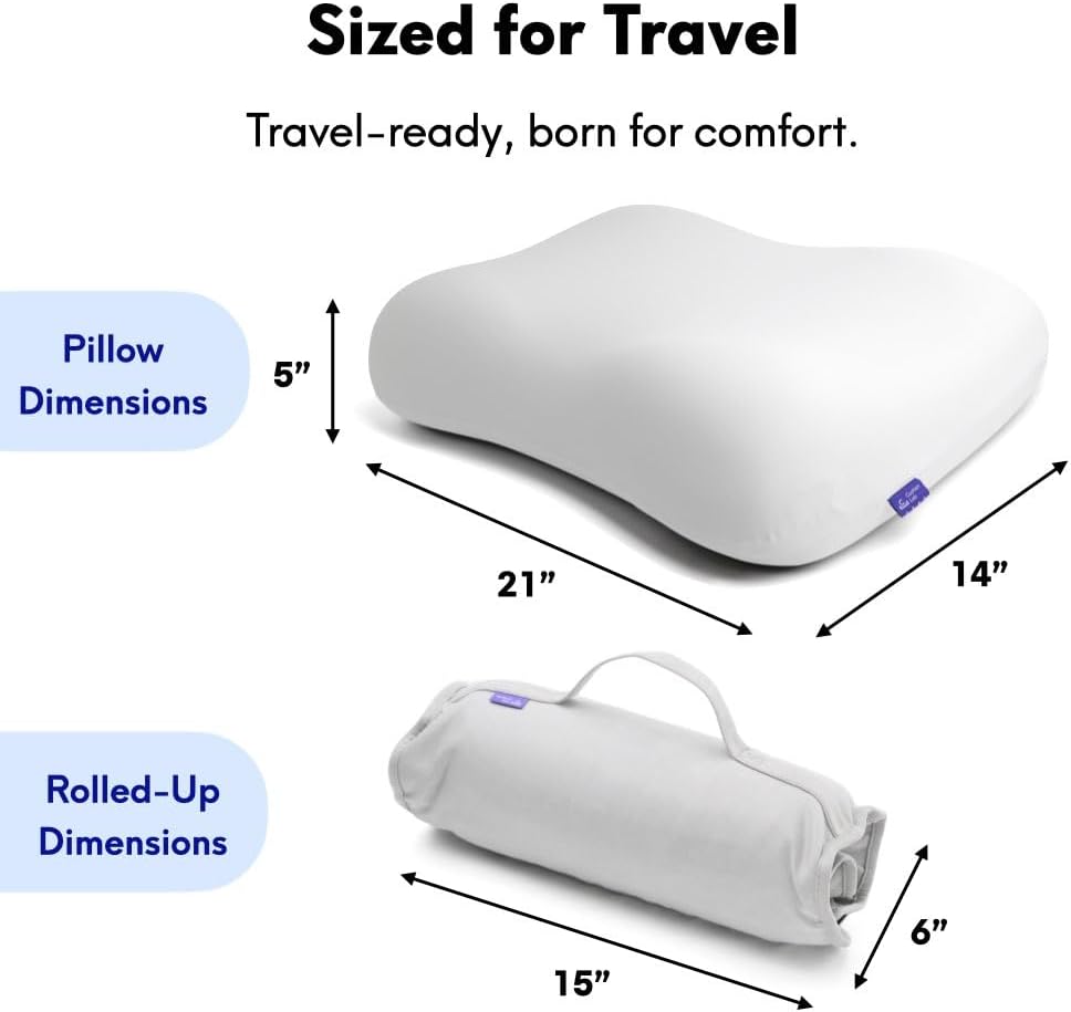 Travel Deep Sleep Pillow – Compact Memory Foam Neck Pillow for Sleeping, Portable Pillow for Hotels, Camping, Side & Back Sleepers, On-the-Go – Wellness Green