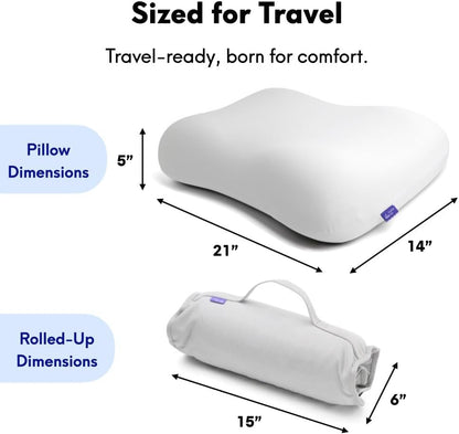 Travel Deep Sleep Pillow – Compact Memory Foam Neck Pillow for Sleeping, Portable Pillow for Hotels, Camping, Side & Back Sleepers, On-the-Go – Wellness Green