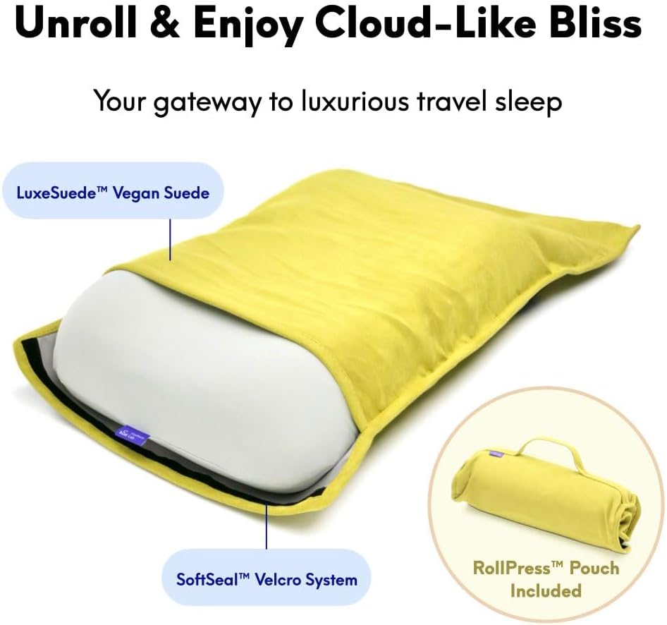 Travel Deep Sleep Pillow – Compact Memory Foam Neck Pillow for Sleeping, Portable Pillow for Hotels, Camping, Side & Back Sleepers, On-the-Go – Wellness Green