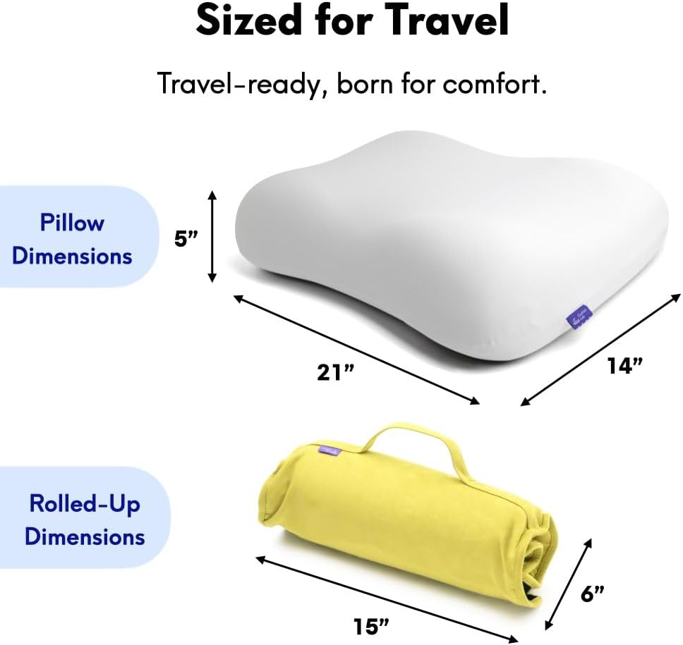 Travel Deep Sleep Pillow – Compact Memory Foam Neck Pillow for Sleeping, Portable Pillow for Hotels, Camping, Side & Back Sleepers, On-the-Go – Wellness Green