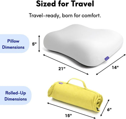 Travel Deep Sleep Pillow – Compact Memory Foam Neck Pillow for Sleeping, Portable Pillow for Hotels, Camping, Side & Back Sleepers, On-the-Go – Wellness Green