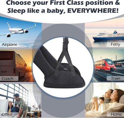 Upgraded Airplane Foot Rest (Premium Memory Foam) - Thickened Super-Size Airplane Foot Hammock to Relax Your Feet - Perfect Airplane Travel Essentials for Long Flight Plane (Extra Large)