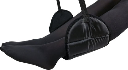 Airplane Footrest Made with Premium Memory Foam - Airplane Travel Accessories - Helps to Prevent Swelling and Soreness - Provides Comfort for Shorter Legs (Jet Black)