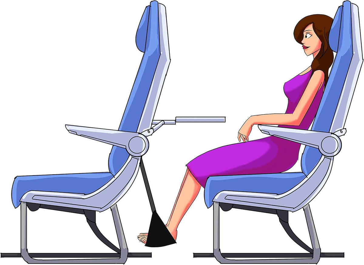 Airplane Footrest Made with Premium Memory Foam - Airplane Travel Accessories - Helps to Prevent Swelling and Soreness - Provides Comfort for Shorter Legs (Jet Black)