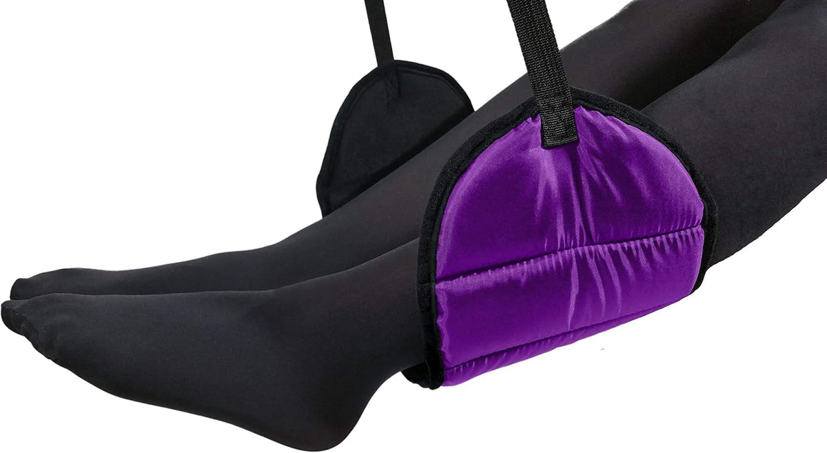 Airplane Footrest Made with Premium Memory Foam - Airplane Travel Accessories - Helps to Prevent Swelling and Soreness - Provides Comfort for Shorter Legs (Jet Black)