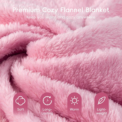4-in-1 Travel Pillow & Blanket Set with Eye Mask, Memory Foam Neck Support, 50x65 Inch Blanket, Storage Bag for Airplane, Car, Train, Home Travel Pink