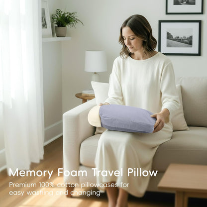 4-in-1 Travel Pillow & Blanket Set with Eye Mask, Memory Foam Neck Support, 50x65 Inch Blanket, Storage Bag for Airplane, Car, Train, Home Travel Pink