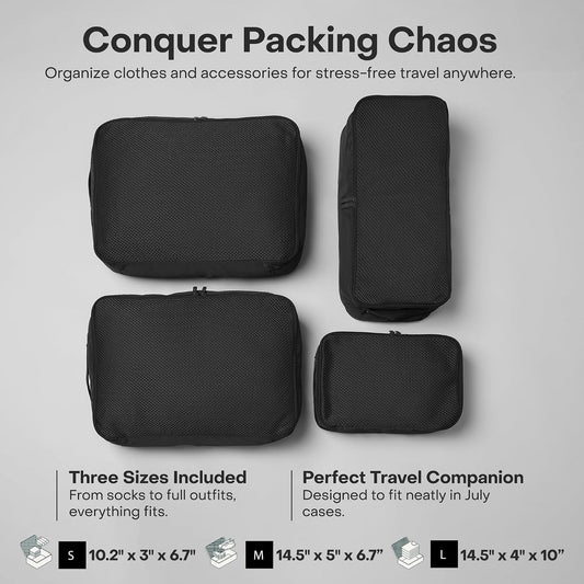 Packing Cells, 4 Set Packing Cubes, Luggage Organizer Bags, Charcoal