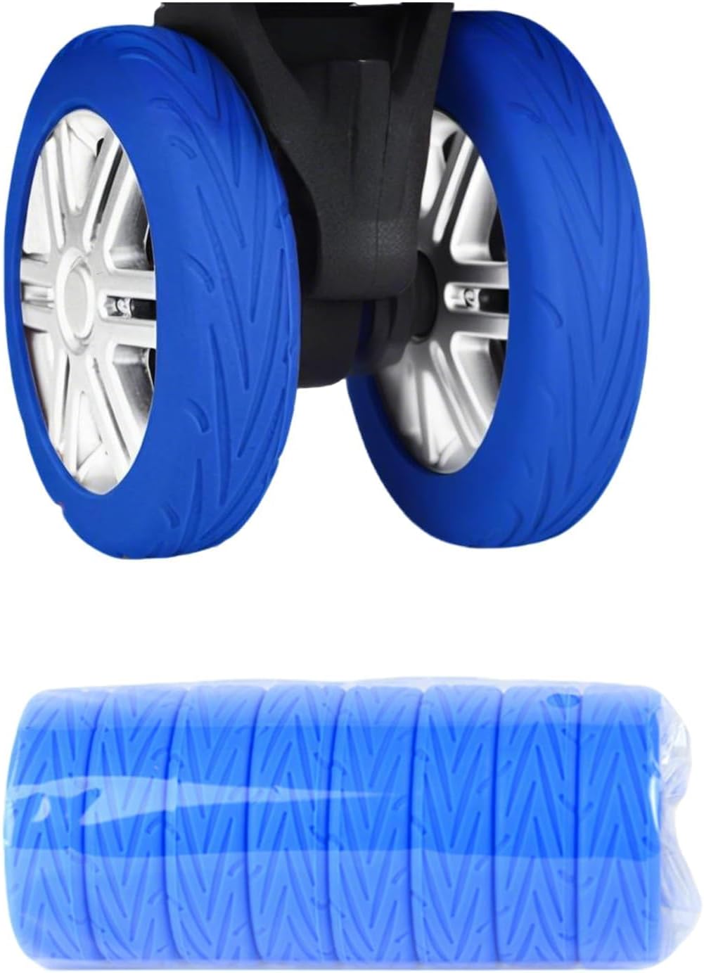 8 Pcs Silicone Luggage Wheel Covers, Suitcase Wheel Protectors for 1.97-2.56" Spinner Wheels, Essential Travel Luggage Accessories Black
