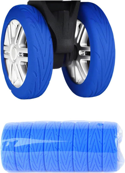 8 Pcs Silicone Luggage Wheel Covers, Suitcase Wheel Protectors for 1.97-2.56" Spinner Wheels, Essential Travel Luggage Accessories Black