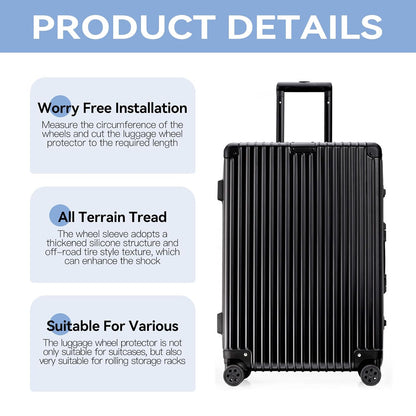 Silicone Luggage Wheel Covers, 8 Pcs Noise Reducing Protectors