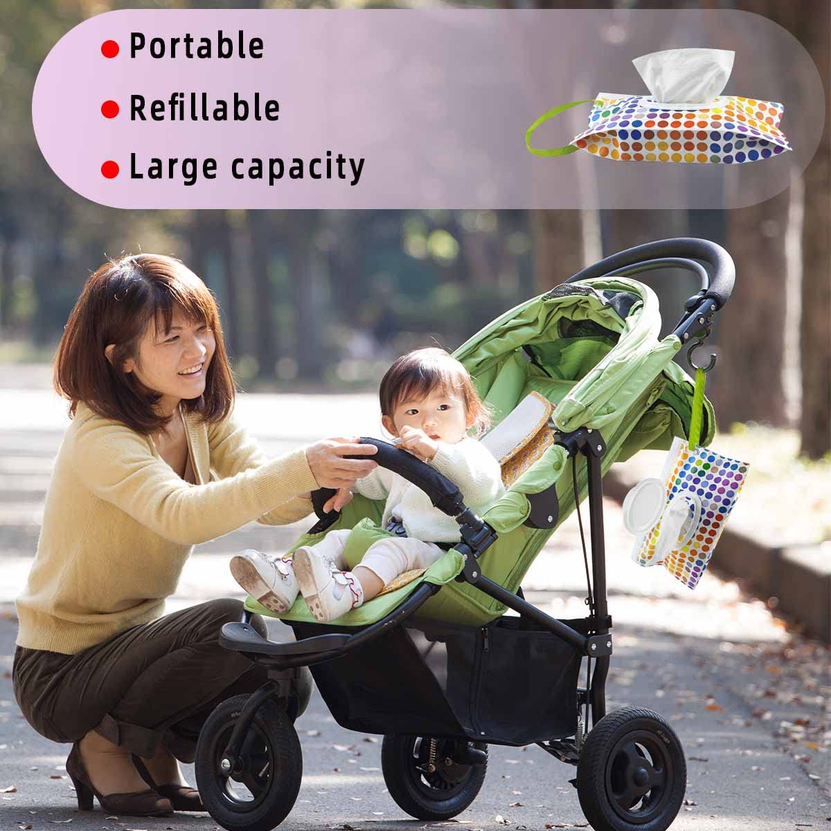 3 Pack Baby Wipes Dispenser Portable Wet Wipe Dispenser Bag Reusable Travel Baby Wipes Container Refillable Wet Wipe Carrying Case Holder for Diaper Bag Lightweight Travel Wipes Dispenser Cases